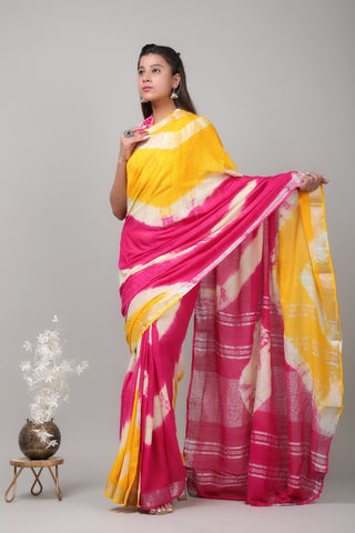 Multicolour Mulmul Cotton Saree