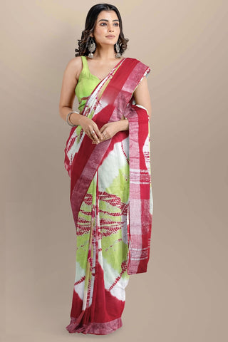 Multicolour Mulmul Cotton Saree