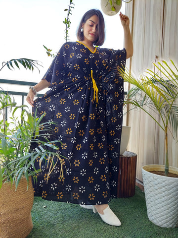 Blue Printed Long Kaftan