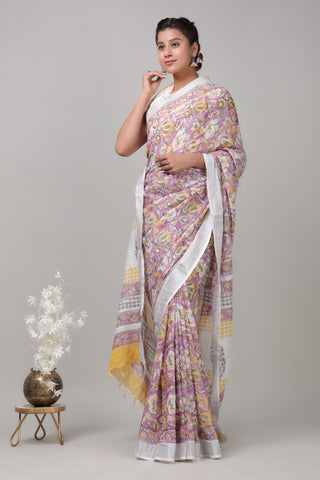 Multicolour Mulmul Cotton Saree