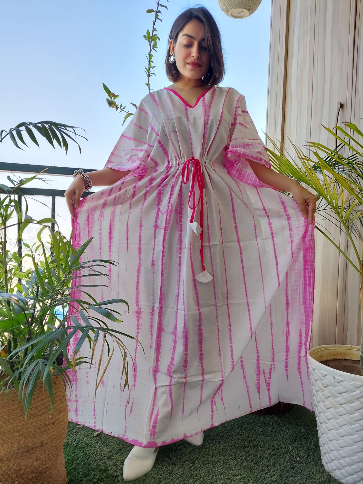 Pink Tie n Dye Long Kaftan