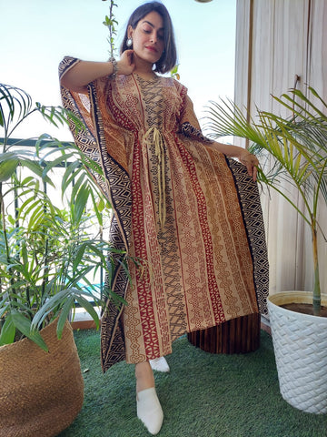 Multicolour Printed Long Kaftan