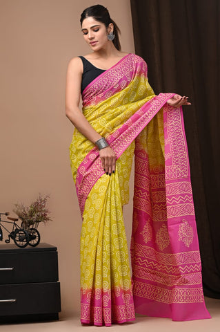 Multicolour Mulmul Cotton Saree