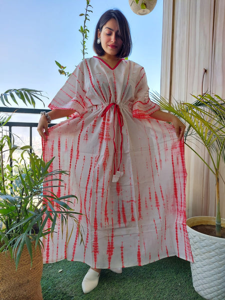 Red Tie n Dye Long Kaftan