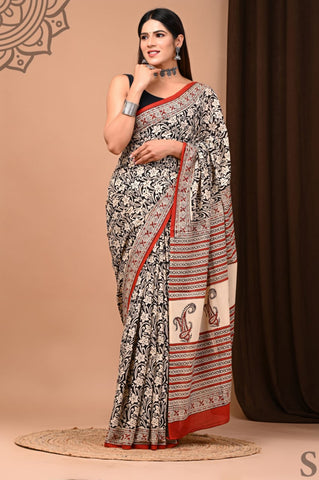 Multicolour Mulmul Cotton Saree