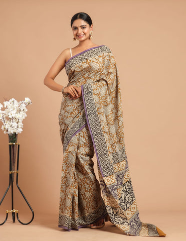 Multicolour Mulmul Cotton Saree