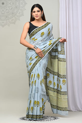 Multicolour Mulmul Cotton Saree