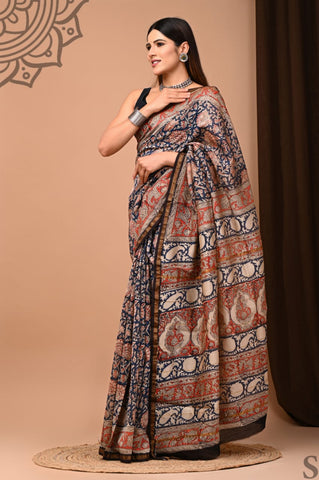 Multicolour Printed Chanderi Silk Saree