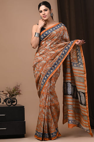 Multicolour Printed Chanderi Silk Saree