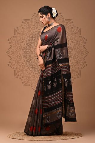 Multicolour Printed Chanderi Silk Saree