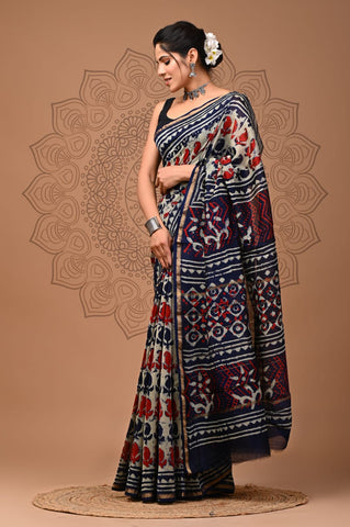 Multicolour Printed Chanderi Silk Saree