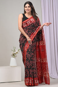 Red Printed Chanderi Silk Saree