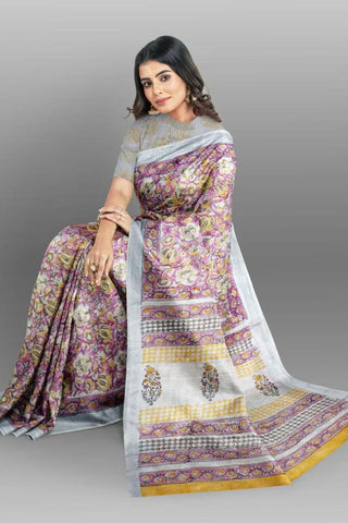 Multicolour Mulmul Cotton Saree