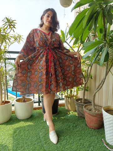 Multicolour Printed Short Kaftan