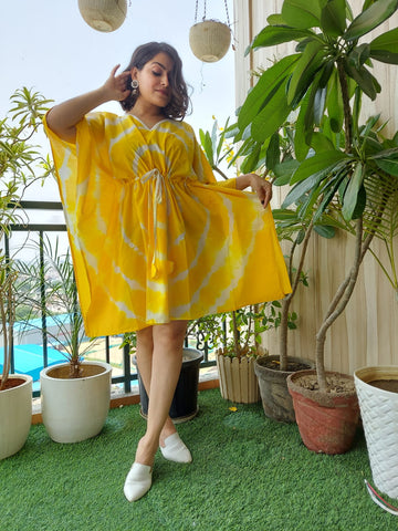 Yellow Tie n Dye Long Kaftan