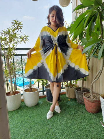 Yellow Tie n Dye Long Kaftan