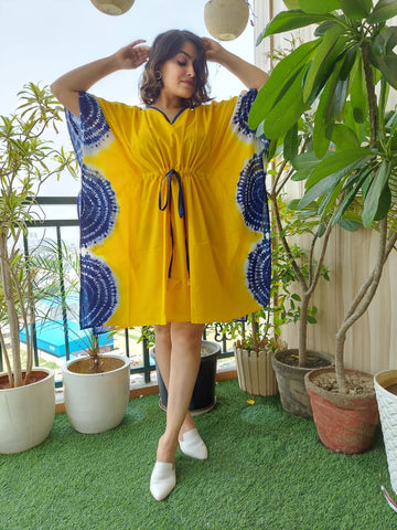 Yellow Tie n Dye Long Kaftan