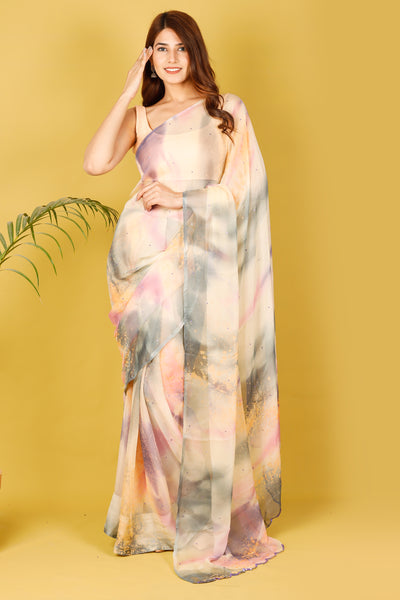 CLEOME HAND PAINTED CHIFFON SAREE