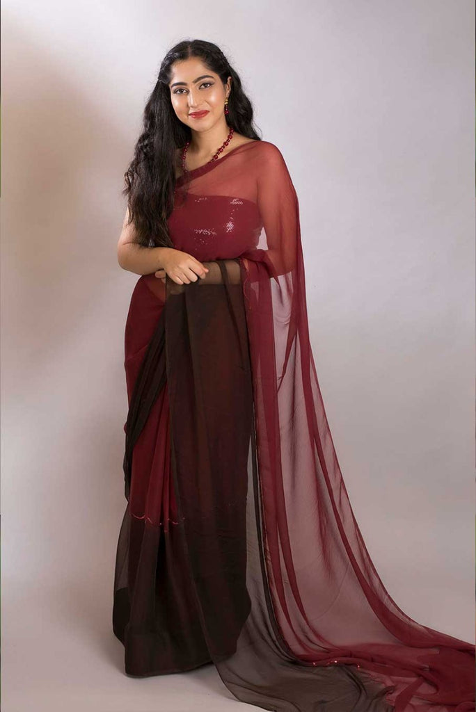 124119 NEW PARTY WEAR STYLE BLACK GEORGETTE DOUBLE SEQUANCE WORK SAREE WITH  BLOUSE - Reewaz International | Wholesaler & Exporter of indian ethnic wear  catalogs.